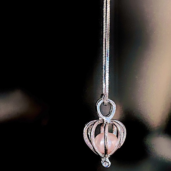 White Pearl Locket Necklace - Picture 4 of 7